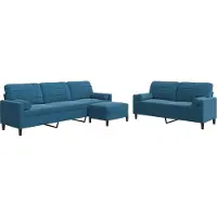 vidaXL Ensemble de canapés 3 pièces avec coussins et traversins Bleu velours