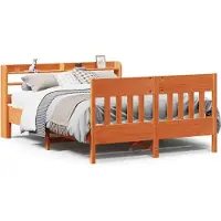 vidaXL Lit en bois massif, sans matelas, en pin brun ciré 160x200