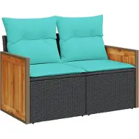 vidaXL Ensemble de 10 canapés de jardin avec coussins, polyrattan noir