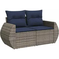 vidaXL Ensemble de 9 canapés de jardin avec coussins, gris, polyrattan