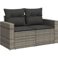 vidaXL Ensemble de salon de jardin 7 pièces avec coussins Gris Poly rotin