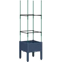 vidaXL Jardinière avec treillis bleu gris 40x40x142,5 cm PP