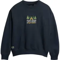 Superdry pour femme. W2012156A Sweat-shirt ample à col ras du cou Travel Souvenir navy (S), Casuel, Coton, Durable, Marine