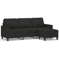 vidaXL Canapé à 3 places avec repose-pieds Noir 180 cm Tissu