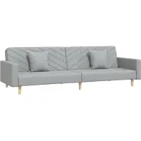 vidaXL Canapé-lit à 2 places avec deux oreillers gris clair tissu