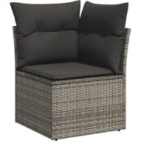 vidaXL Ensemble de salon de jardin 5 pièces avec coussins Gris Poly rotin