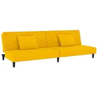 vidaXL Canapé-lit à 2 places avec deux oreillers Jaune Velours