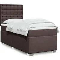 vidaXL Lit boxspring avec matelas brun foncé 140x190 cm Tissu