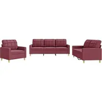 vidaXL Ensemble de canapés 3 pièces avec coussins vin rouge Tissu