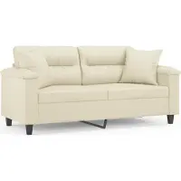 vidaXL Canapé 2 places avec oreillers crème 140 cm similicuir
