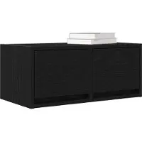 vidaXL Armoire TV noire imitation chêne 60x31x25,5 cm Matériau dérivé du bois