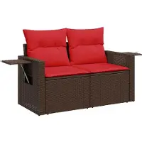 vidaXL Ensemble de 10 canapés de jardin avec coussins, marron, polyrattan