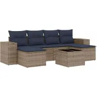 vidaXL Ensemble de 7 canapés de jardin avec coussins, gris, polyrattan