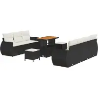 vidaXL Ensemble de canapés de jardin , 10 pièces, 7 places, noir et crème