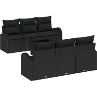 vidaXL Ensemble de canapés de jardin , noir, 55 x 55 x 37 cm, en rotin synthétique