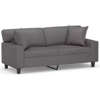 vidaXL Canapé 2 places avec oreillers décoratifs gris 140cm similicuir