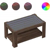 vidaXL Table basse LED marron imitation chêne 93x53x45 cm Matériau dérivé du bois