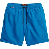 Superdry pour homme. M3010246A Maillot de bain premium brodé 43,2 cm bleu (M), Beachwear, Polister recyclé, Durable