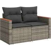 vidaXL Ensemble de canapés de jardin , 12 pièces, 10 places, gris, en résine tressée
