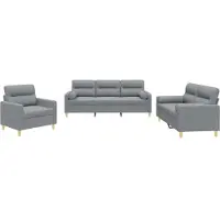 vidaXL Ensemble de canapés 3 pièces avec coussins Tissu gris clair