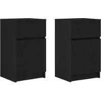vidaXL Tables de chevet 2 pcs noir 39x35x65 cm bois d’ingénierie