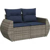 vidaXL Ensemble de 10 canapés de jardin avec coussins, gris, polyrattan