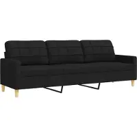 vidaXL Ensemble de canapés 3 pièces avec pouf & coussins décoratifs Noir Tissu