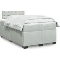 vidaXL Lit boxspring avec matelas gris clair 120x200 cm velours