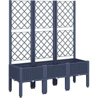 vidaXL Jardinière avec treillis bleu gris 120x40x142 cm PP