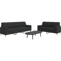 vidaXL Ensemble de canapés 2 pièces avec coussins décoratifs Noir Tissu
