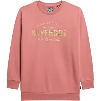 Superdry Luxe Metallic Logo Long Sleeve Midi Dress Rose S-M Femme