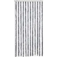 vidaXL Rideau anti-mouches gris et blanc 100x200 cm chenille