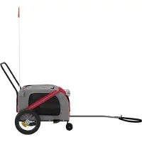 vidaXL Remorque pour vélo Chiens Rouge et Noir Tissu Oxford & Fer