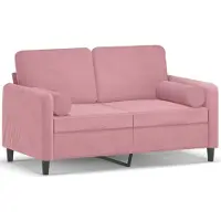 vidaXL Canapé 2 places avec oreillers décoratifs rose 120 cm velours