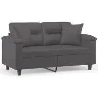 vidaXL Canapé 2 places avec oreillers gris 120 cm similicuir