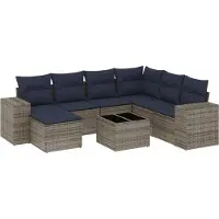 vidaXL Ensemble de 8 canapés de jardin avec coussins, gris, polyrattan