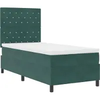 vidaXL LED Lit boxspring avec matelas vert foncé 90 x 200 cm velours