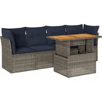 vidaXL Ensemble de salon de jardin 5 pièces avec coussins Gris Poly rotin