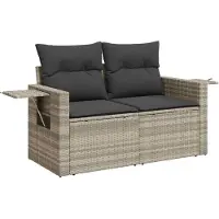 vidaXL Ensemble de salon de jardin 5 pièces avec coussins gris clair Poly rotin