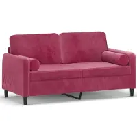 vidaXL Canapé 2 places avec coussins décoratifs rouge vin 140 cm velours