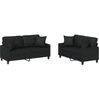 vidaXL Ensemble de canapés 2 pièces avec coussins Noir Similicuir