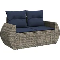 vidaXL Ensemble de 7 canapés de jardin avec coussins, gris, polyrattan