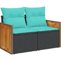 vidaXL Ensemble de 6 canapés de jardin avec coussins, polyrattan noir