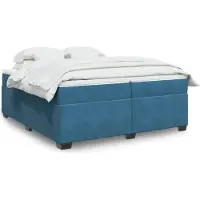 vidaXL Lit boxspring avec matelas bleu foncé 200x200 cm velours