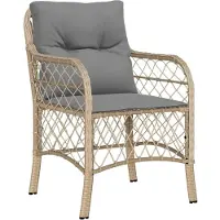 vidaXL Ensemble Bistro 3 pièces avec coussins Mélange beige Poly rotin