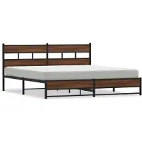 vidaXL Lit métallique sans matelas brun aspect chêne 200x200 cm