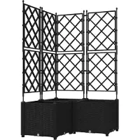vidaXL Bac à fleurs avec Treillis 3 pcs Noir 80 x 80 x 143 cm PP