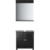 vidaXL Ensemble de meubles de salle de bain 2 pièces BERG noir pin massif