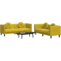 vidaXL Ensemble de canapés 2 pièces avec coussins Velours jaune