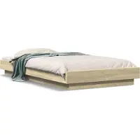 vidaXL Cadre de lit avec LED Chêne Sonoma 100x200 cm Bois composite
